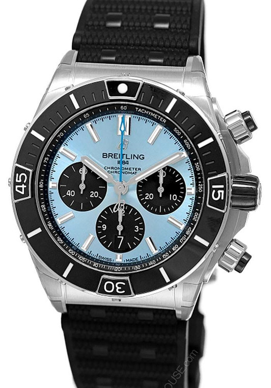 BREITLING Chronomat B01 Automatic 44MM Blue Dial Rubber Men's Watch PB0136251C1S1 