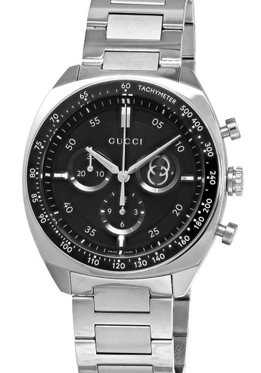 GUCCI Interlocking G Quartz SS 41MM Black Dial Men's Watch YA142316 