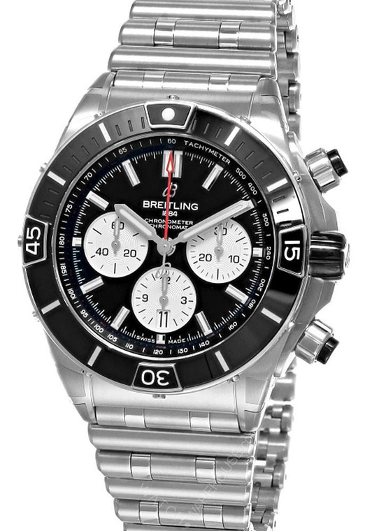BREITLING Super Chronomat B01 SS 44MM Black Dial Men's Watch AB0136251B1A1 
