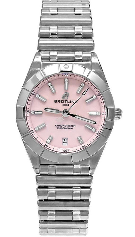 BREITLING Chronomat Quartz SS 32MM Pink Dial Women's Watch A77310101K1A1