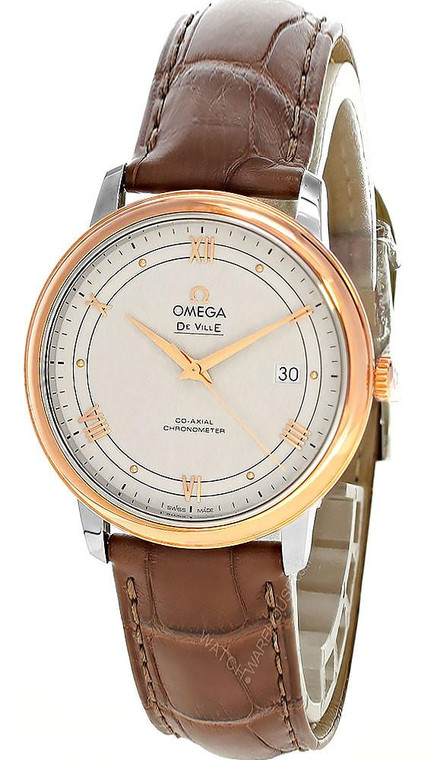 OMEGA De Ville Prestige Automatic 39.5MM Silver Dial Leather Men's Watch 424.23.40.20.02.003 / 42423402002003 