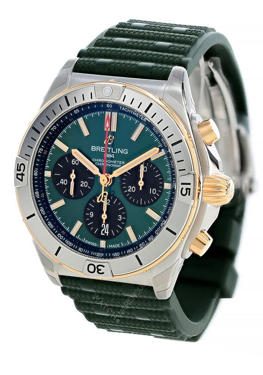 Breitling watches BREITLING Chronomat B01 42MM Green Dial Rubber Men's Watch UB0134131L1S1 