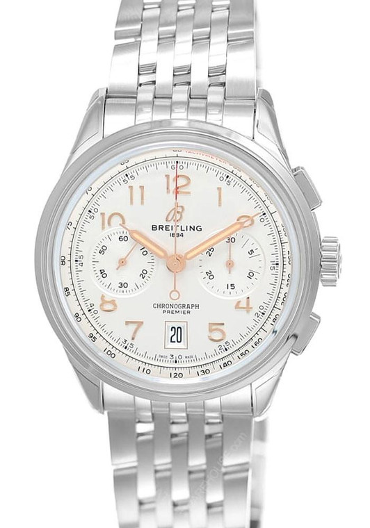 BREITLING Premier B01 Chronograph 42MM Cream Dial Men's Watch AB0145211G1A1