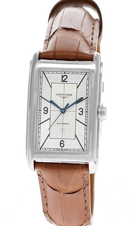 LONGINES DolceVita Automatic 28.2 x 47 MM Silver Dial Beige Leather Men's Watch L57674733 / L5.767.4.73.3