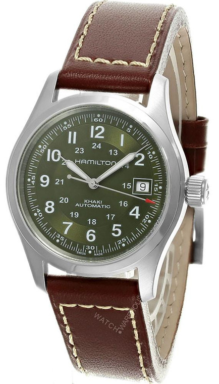 Hamilton watches HAMILTON Khaki Field Automatic 38MM Green Dial Leather Men's Watch H70455560 