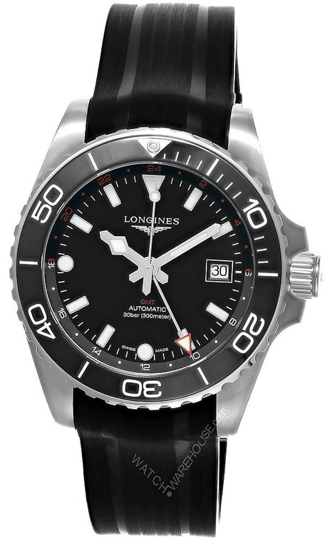 Longines watches LONGINES Hydroconquest GMT Automatic 41MM Black Dial Rubber Men's Watch L3.790.4.56.9 