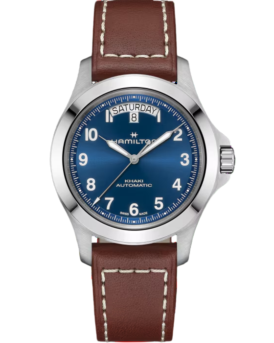 HAMILTON Khaki Field King Day-Date Automatic 40MM Blue Dial Leather Men's Watch H64475540