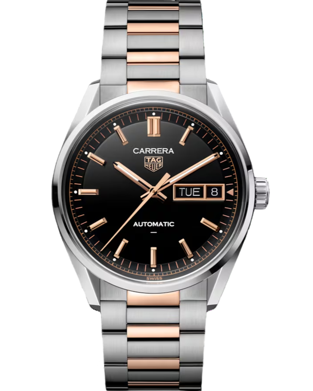 TAG HEUER Carrera Day-Date Automatic 41MM Black Dial 18K 5N Rose Gold Men's Watch WDA2111.BD0001