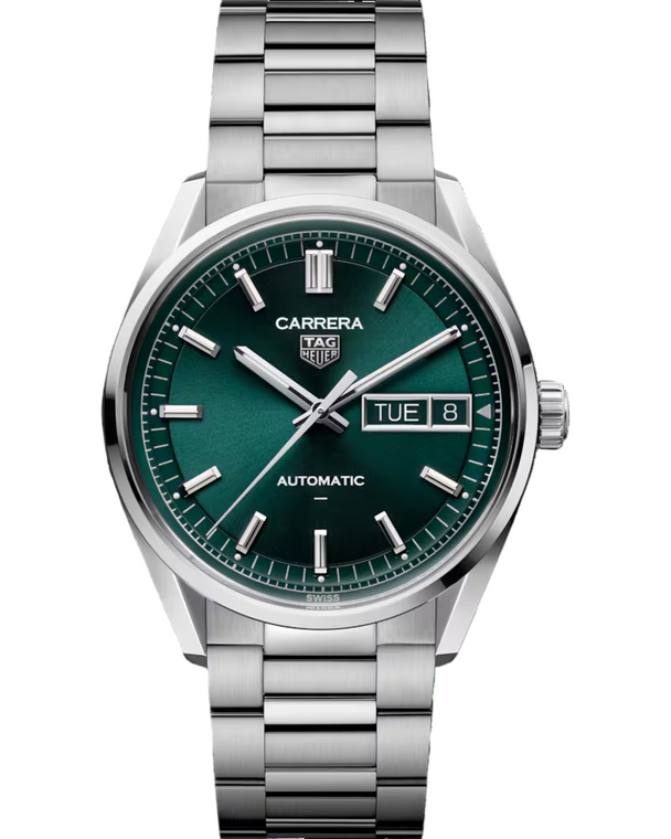 TAG HEUER Carrera Day-Date Automatic 41MM Green Dial Steel Men's Watch WDA2115.BA0043