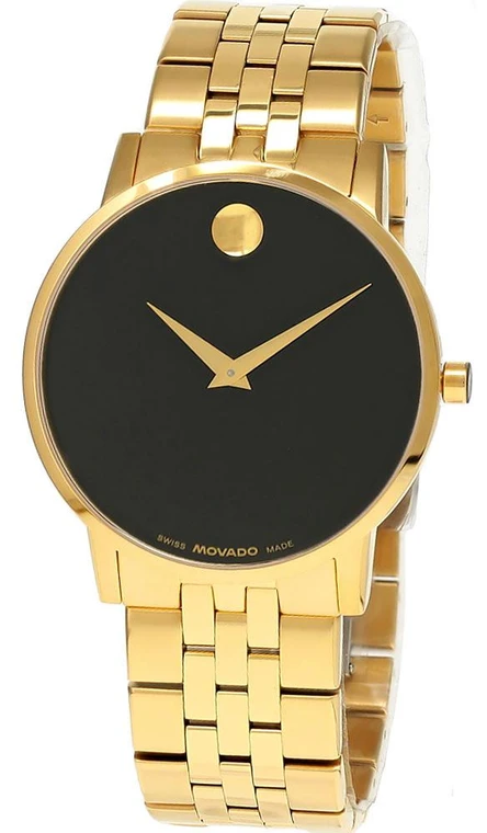 Movado watches MOVADO Museum Classic Quartz 40MM Black Dial Gold PVD Men's Watch 0607203 