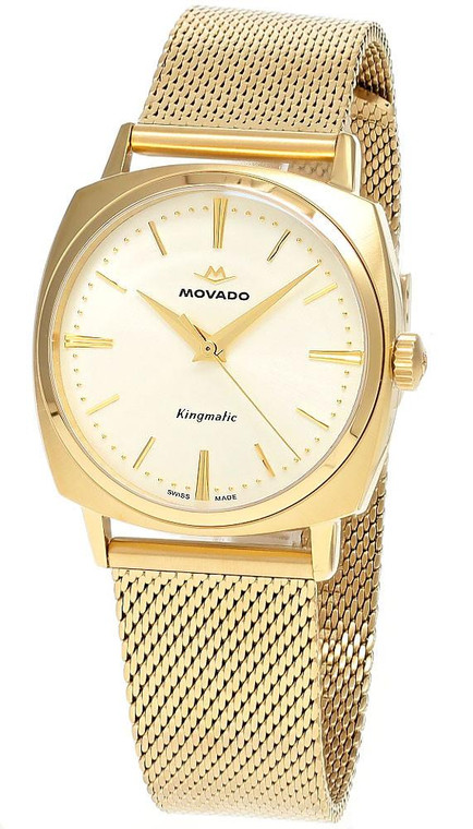 Movado watches MOVADO Heritage Kingmatic Automatic 35MM Vintage Ivory Dial Gold Unisex Watch 3650170 
