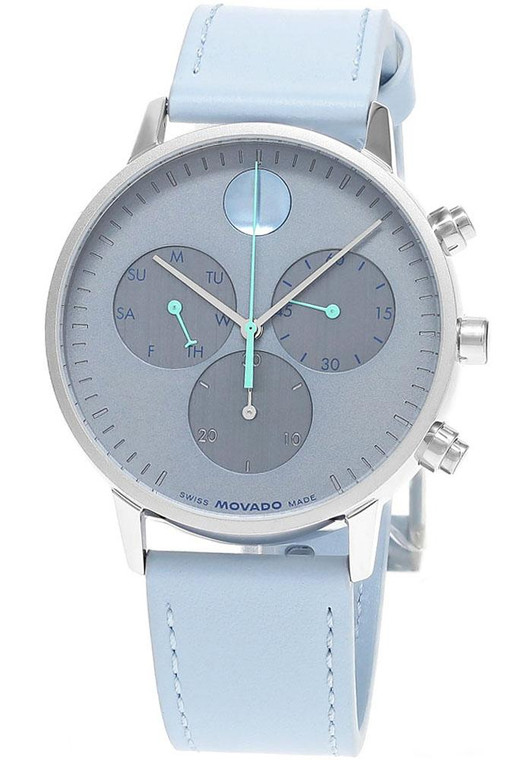 Movado watches MOVADO Face Chronograph Quartz 43MM Gray Dial Leather Men's Watch 3640193 