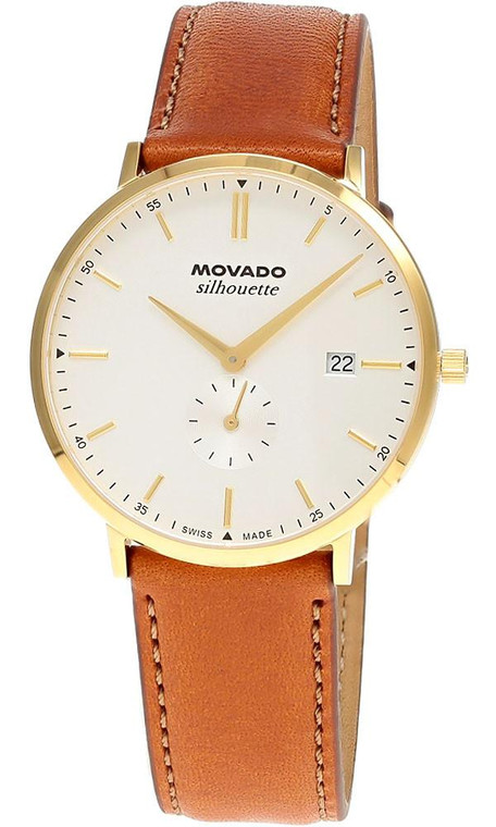 Movado watches MOVADO Heritage Silhouette Quartz 40MM White Dial Leather Men's Watch 3650154 