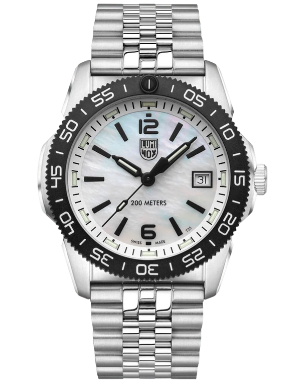 LUMINOX Pacific Diver Ripple Quartz 39MM MOP Dial SS Men's Watch XS.3126M.1