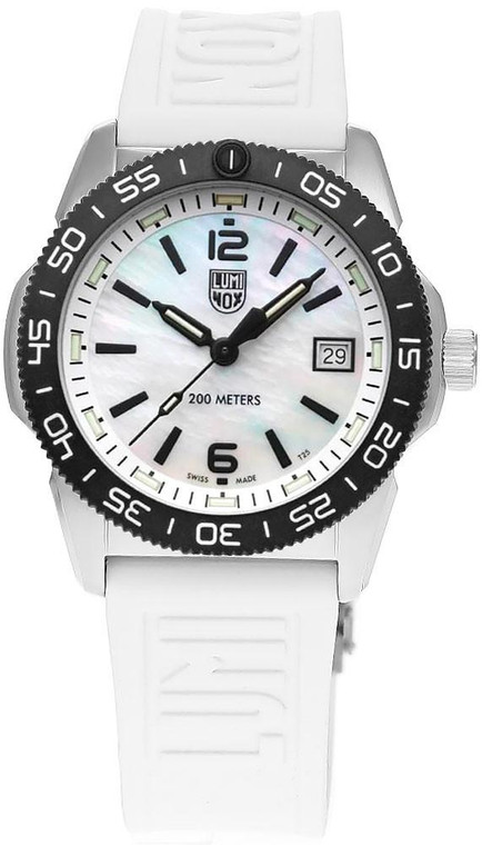 Luminox watches LUMINOX Pacific Diver Ripple Quartz 39MM MOP Dial Rubber Men's Watch XS.3128M.SET 