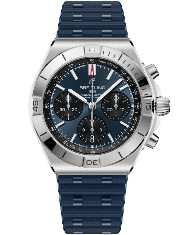 Breitling watches BREITLING Chronomat B01 Chronograph Automatic 42MM Blue Dial Rubber Men's Watch AB0158101C1S1 