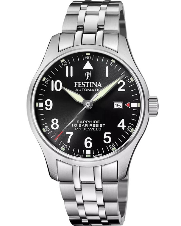 FESTINA Aviator North Automatic 43MM Black Dial SS Men's Watch F20151-D