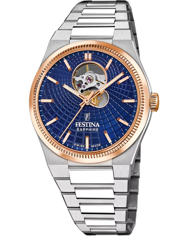 FESTINA Rive Open Heart Automatic 40MM Blue Dial SS Men's Watch F20061-2