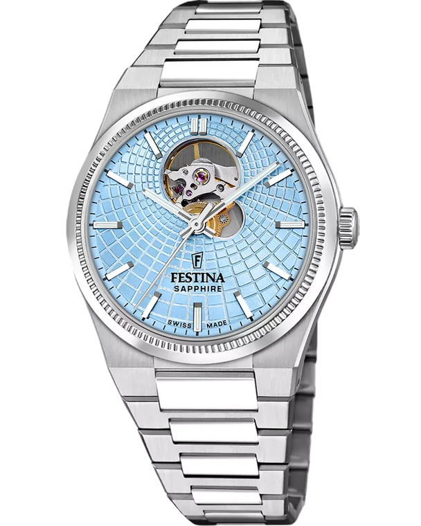 FESTINA Rive Open Heart Automatic 40MM Blue Dial SS Men's Watch F20053-5
