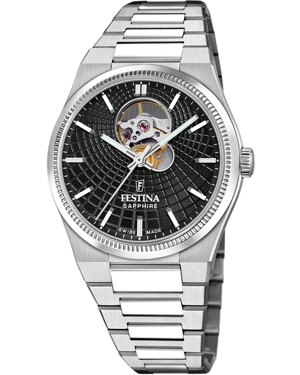 FESTINA Rive Open Heart Automatic 40MM Black Dial SS Men's Watch F20053-4