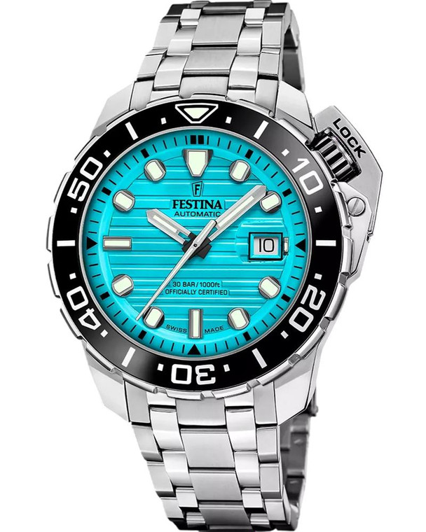 Festina FESTINA Odyssey Diver Automatic 47MM Turquoise Dial Diver COSC Men's Watch F20043-5 