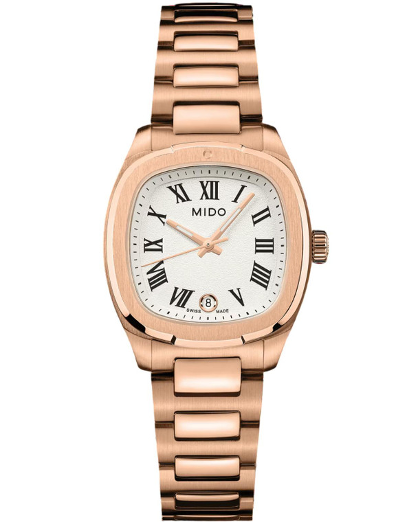 Mido Watches MIDO Multifort TV Quartz 28MM White Dial Rose Gold Women's Watch M049.110.33.263.00 