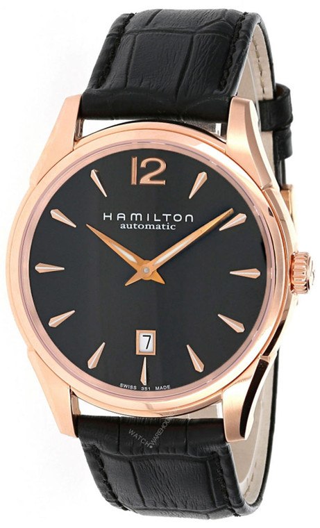 Hamilton watches Hamilton Jazzmaster 43MM AUTO SS Rose Gold LTHR Mens Watch H38645735