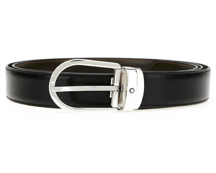 Montblanc Accessories MONTBLANC Horseshoe Pin Buckle Classic Leather Reversible Belt 38157