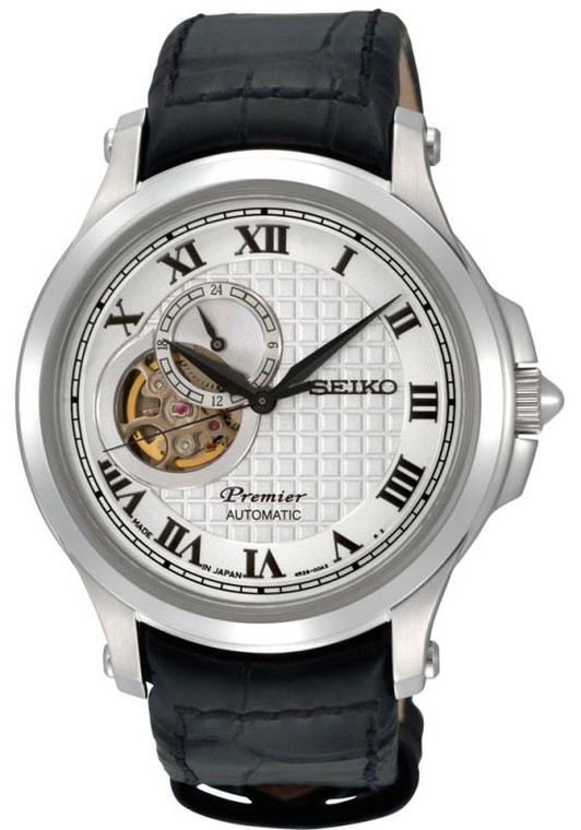 Seiko watches Seiko Premier SSA027 Men's Automatic Black Leather Watch 