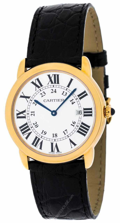 Cartier watches CARTIER Ronde Solo 36MM 18K Y-Gold Alligator Skin Mens Watch W6700455