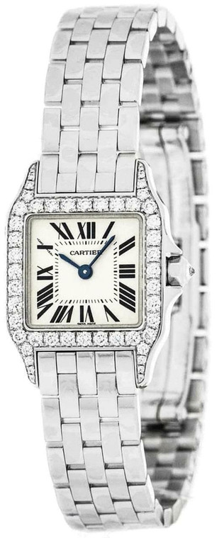 Cartier watches CARTIER Santos Demoiselle Diamond 18K WHT Gold Womens Watch WF9003Y8