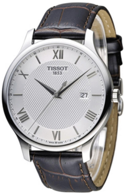 Tissot watches TISSOT Tradition Silver Dial Brown Leather Mens Watch T0636101603800