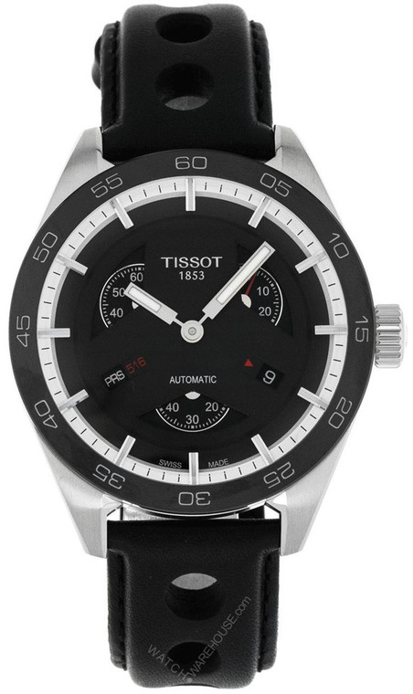 Tissot watches TISSOT PRS 516 Automatic SS Black Leather Mens Watch T1004281605100