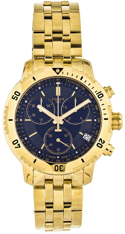 Tissot watches TISSOT PRS 200 Chronograph BLU Dial Gold PVD Mens Watch T0674173304101