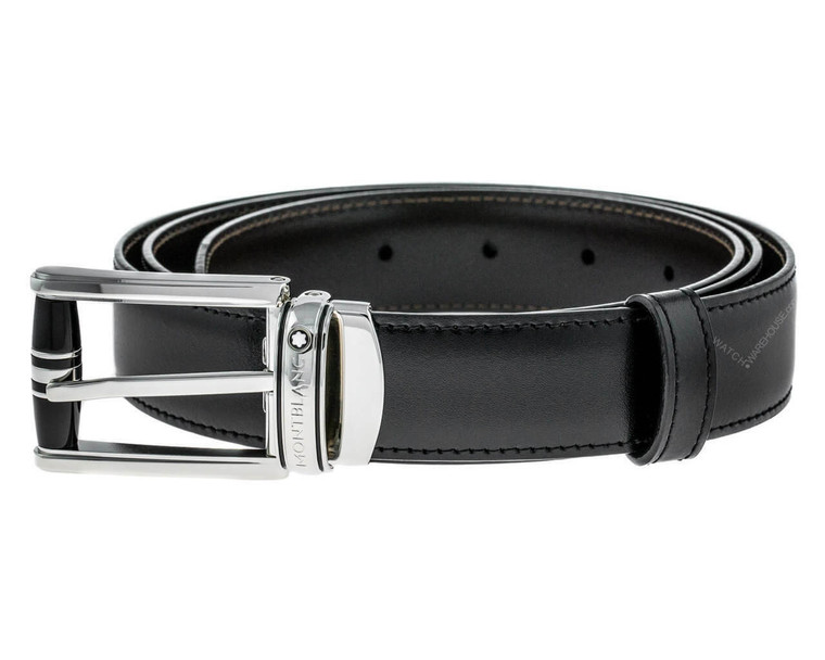 Montblanc Accessories MONTBLANC Three Ring Rectangular Roll Motif Reversible B/B Belt 114386