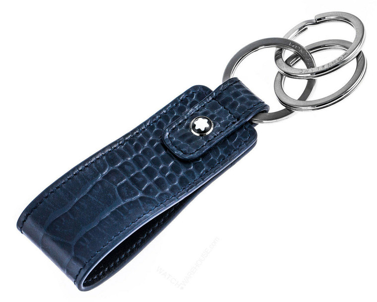 Montblanc Accessories MONTBLANC Meisterstuck Selection 3 Ring Indigo Leather Key Fob 112980