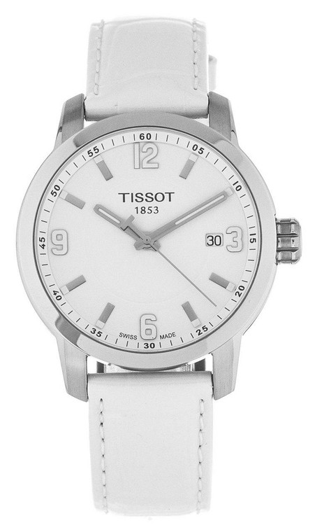 Tissot watches TISSOT PRC 200 Quartz White Dial Leather Unisex Watch T0554101601700