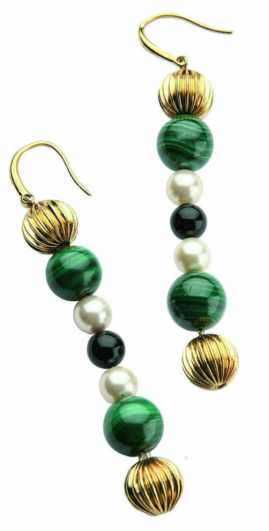 Jewelry D and G Dolce and Gabbana Geisha Green Color Steel Drop Earrings DJ0859