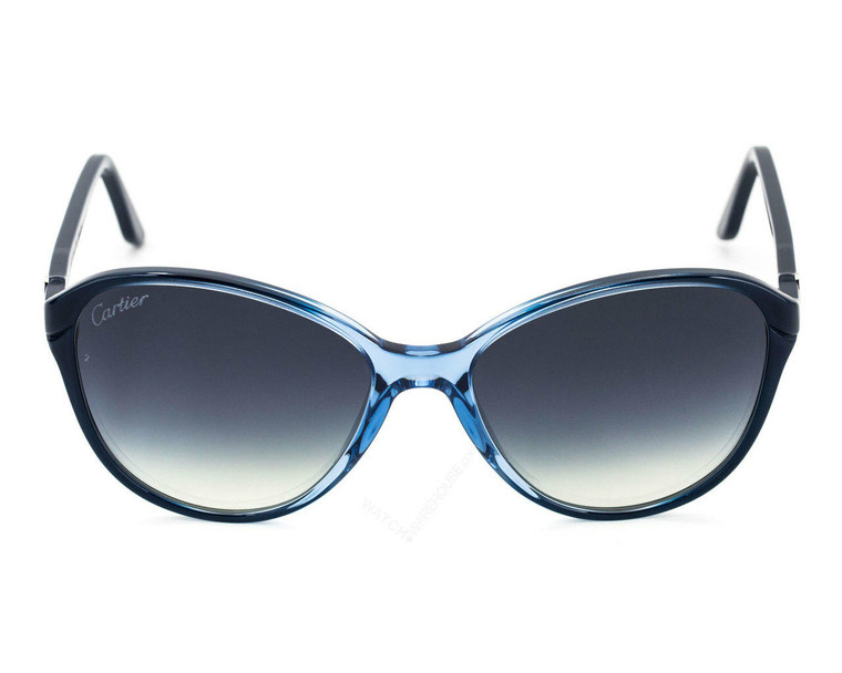 Eyewear Brands CARTIER Double C-Decor Cat Eye Blue COMP Womens Sunglasses ESW00181