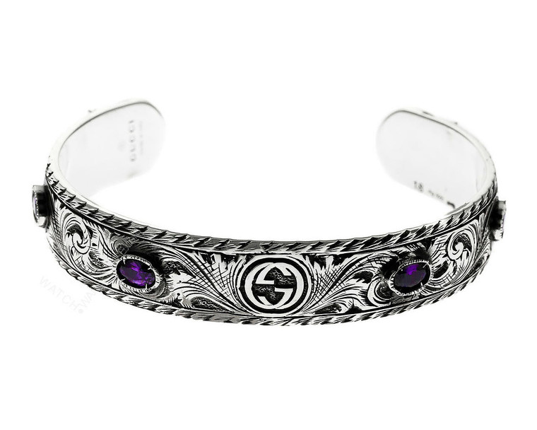 Jewelry GUCCI Garden S-Silver Black Aureco Purple Zirconia Bangle YBA454174001