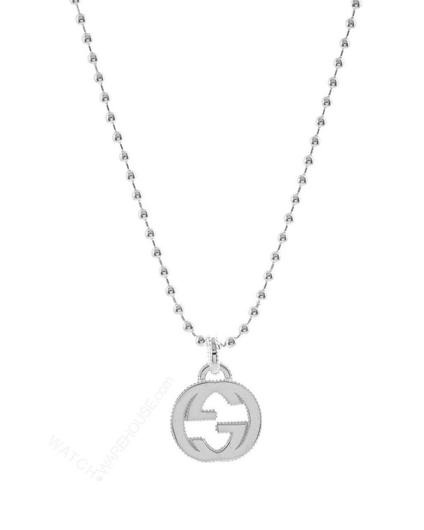 Jewelry GUCCI S-Silver 45cm Interlocking GG Pendant Necklace YBB479219001