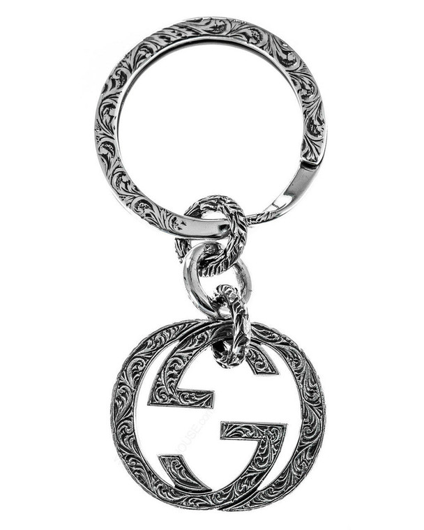 Jewelry GUCCI Sterling Silver Interlocking GG Engraved Keyring YBF455308001