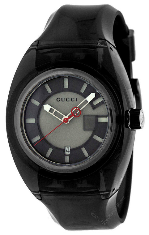 Gucci watches GUCCI Sync XXL 43 MM Quartz Gray Dial Black Rubber Mens Watch YA137111