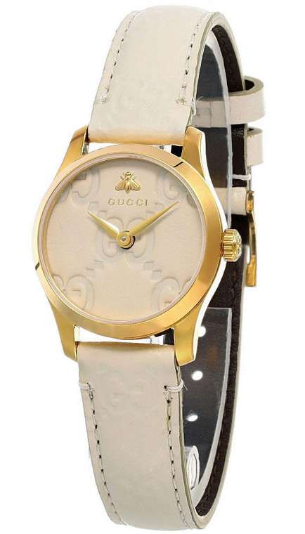 Gucci watches GUCCI G-Timeless 27MM Gold PVD Bezel Cream Dial Womens Watch YA126580A