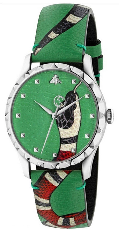 Gucci watches GUCCI Le Marche Des Merveilles Green Kingsnake Head Dial LTHR Unisex Watch YA1264081