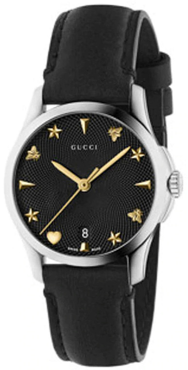 GUCCI G-Timeless 27MM Black Dial Leather Women's Watch YA126575