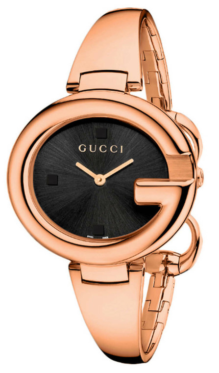 Gucci watches GUCCI Guccissima 36MM Black Dial G-Shaped SS Womens Watch YA134305