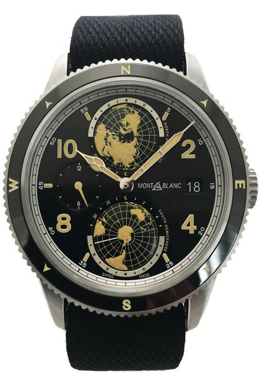 Montblanc watches MONTBLANC 1858 Geosphere 42MM Black Dial Black LTHR Mens Watch 117837