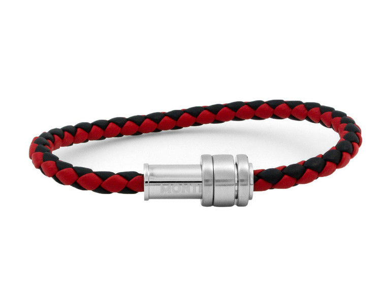 Jewelry MONTBLANC Timewalker SS 3-Ring Red/Black LTHR Mens Bracelet 11855760