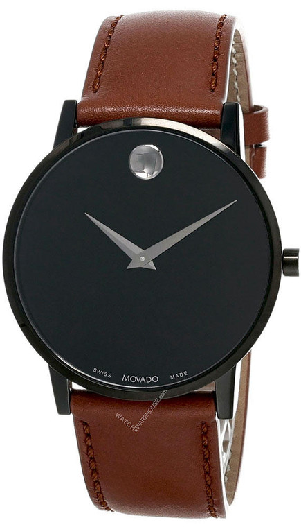 Movado watches MOVADO Museum 40MM Black Dial Cognac Leather Mens Watch 0607273